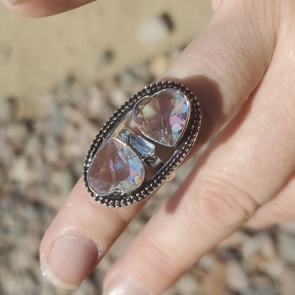 New Absolutely Stunning Heart Shaped Mystic Quartz Crystal 925 Silver Ring. - Picture 12 of 16